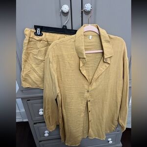 Cotton/linen short set